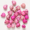 Bead mix, "howlite" (imitation) resin 1pkg25, opaque light pink / dark pink / bright pink, 17x14mm-18x15mm skull. image number 1