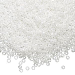 Seed bead, Miyuki, glass, pkg/50g, 2.2x1mm spacer rondelle, opaque pearl white, (SPR2.2-420).