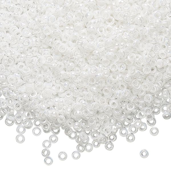 Seed bead, Miyuki, glass, pkg/50g, 2.2x1mm spacer rondelle, opaque pearl white, (SPR2.2-420). image number 0