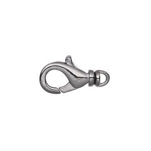 Clasp, lobster claw, gunmetal-plated brass, 14x8mm with swivel. Sold per pkg of 100.