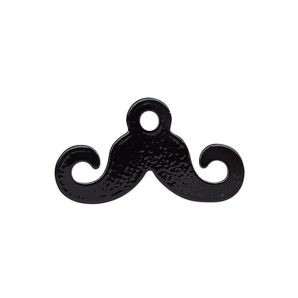 Charm, painted steel, black, 28x11mm mustache. Sold per pkg of 10. image number 0
