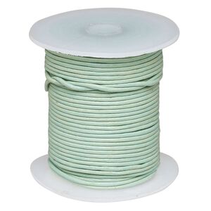 Cord, leather (dyed), sky blue, 1-1.2mm round. Sold per 25-yard spool.