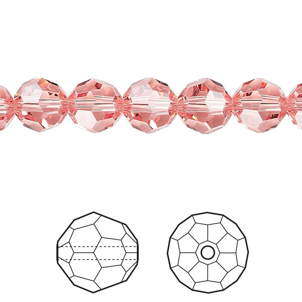 Bead 12pk rose peach, Crystal Passions® 8mm round 5000 image number 0