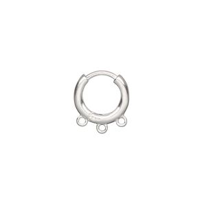 Earring hoop 1pkg2 sterling silver, 12mm hinged / round tube / 3 closed loop, 1 pair