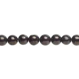 Jet 1pkg1, round bead natural 15.5-16 inch 6mm