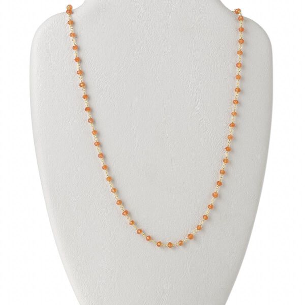 Necklace, carnelian (dyed / heated) and gold-finished sterling silver, 3.5-4mm hand-cut faceted rondelle, 18 inches with S-hook clasp. Sold individually. image number 0