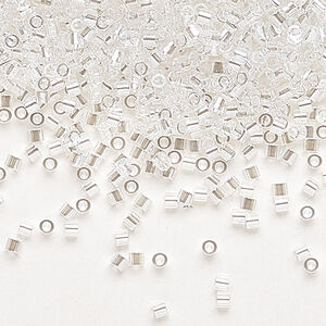 Seed bead, Delica®, glass, pkg/7.5g, #15 round, translucent luster crystal clear (DBS-0050).