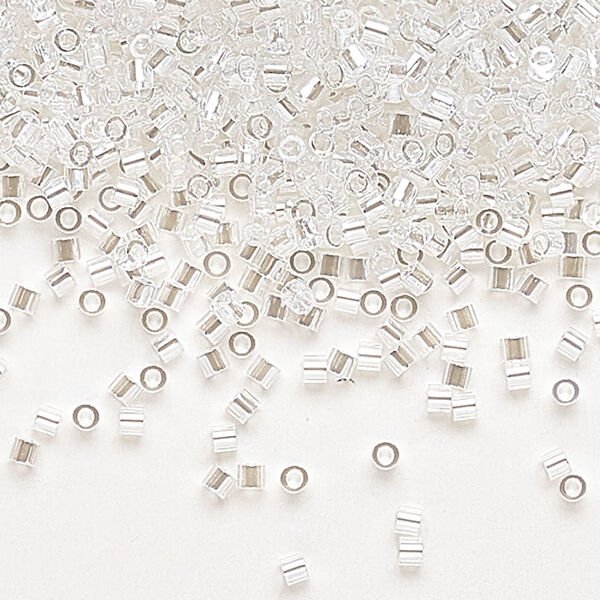Seed bead, Delica®, glass, pkg/7.5g, #15 round, translucent luster crystal clear (DBS-0050). image number 0