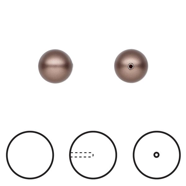Pearl 1pkg4 velvet brown, Crystal Passions® 8mm half-drilled round 5818 image number 0