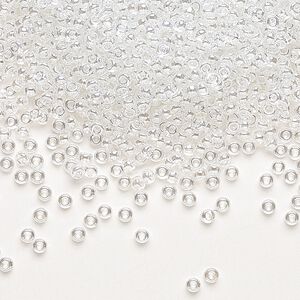 Seed bead, Miyuki, glass, pkg/25g, #11 rocaille, translucent luster crystal clear, (RR-160).