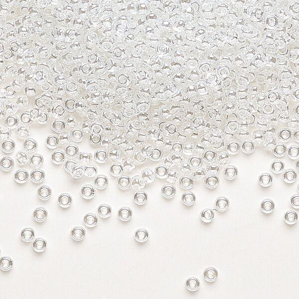 Seed bead, Miyuki, glass, pkg/25g, #11 rocaille, translucent luster crystal clear, (RR-160). image number 0