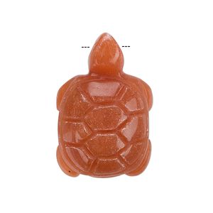 Red aventurine 1pkg1, top-drilled 3D turtle focal natural 28x17mm-32x20mm