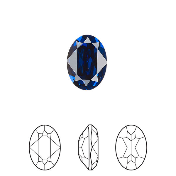 Fancy stone 144pk dark sapphire foil back, Swarovski® ReCreated™ 14x10mm oval 4120 image number 0