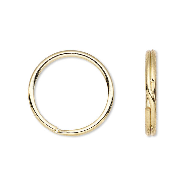 Split ring, gold-finished steel, 20mm round with 16.6mm inside diameter. Sold per pkg of 100. image number 0