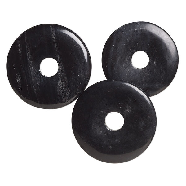Focal mix, blackstone (dyed), 39-46mm donut, C grade, Mohs hardness 6-1/2 to 7. Sold per pkg of 3. image number 0