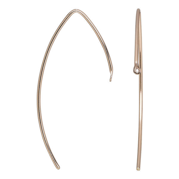 Ear wire, 14Kt gold-filled, 21mm marquise with closed loop, 18 gauge. Sold per pair. image number 0