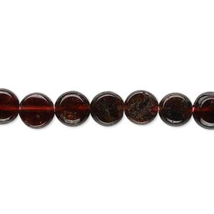Garnet 1pkg1, hand-cut flat round bead 15 inch 7-9mm