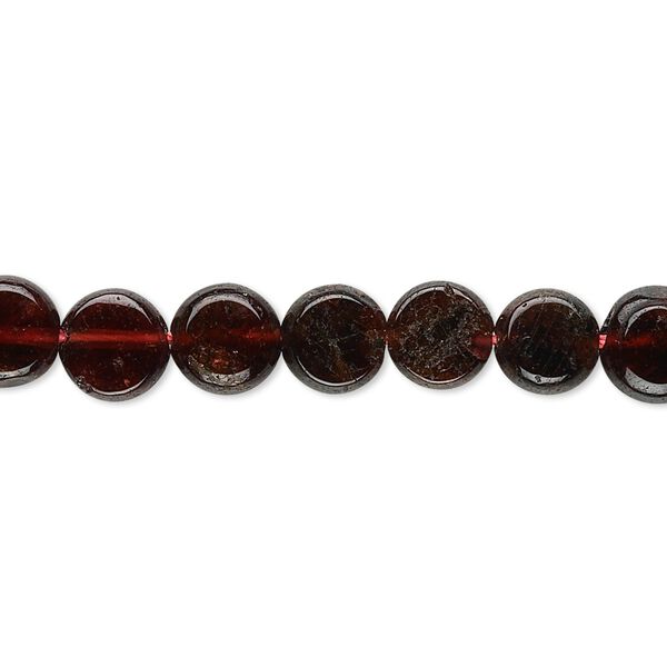 Garnet 1pkg1, hand-cut flat round bead 15 inch 7-9mm image number 0