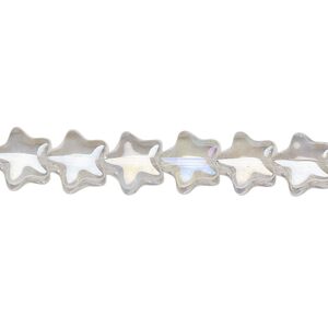 Bead, pressed glass, translucent clear AB, 8mm star. Sold per 15-1/2" to 16" strand.