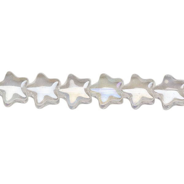 Bead, pressed glass, translucent clear AB, 8mm star. Sold per 15-1/2" to 16" strand. image number 0