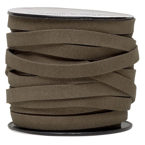 Cord, faux suede, brown-olive, 10mm flat. Sold per pkg of 3 yards. image number 0