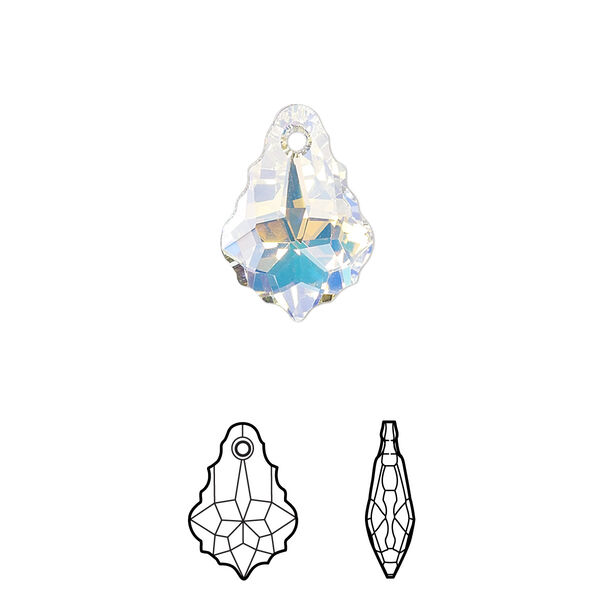 Drop 72pk crystal AB, Swarovski® 16x11mm pendant baroque 6090 image number 0