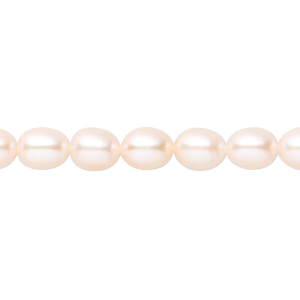 Pearl, White Lotus™, cultured freshwater, peach, 6-6.5mm rice, B grade, Mohs hardness 2-1/2 to 4. Sold per 16-inch strand. image number 0