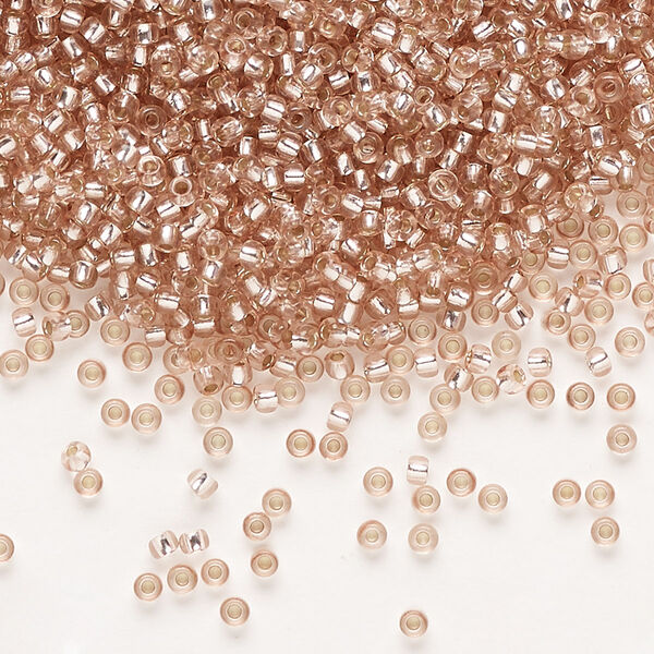 Seed bead, Preciosa Ornela Czech glass, pkg/50g, #11 rocaille, translucent solgel dyed silver-lined champagne, (78111). image number 0