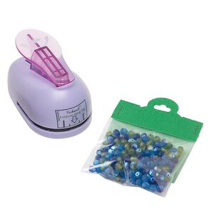 Punch, hangtag card, plastic and "pewter" (zinc-based alloy), multicolored, 4 x 2-1/4 x 2-1/2 inches. Sold individually.