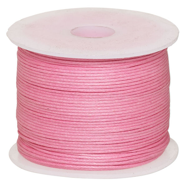 Cord, waxed cotton, light pink, 0.5mm. Sold per 100-meter spool. image number 0
