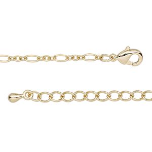 Chain 1pkg1 figaro, 2.5mm / lobster claw clasp, gold-finished steel / brass 18 inch