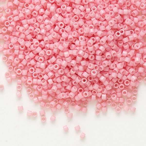 Seed bead, Delica®, glass, pkg/7.5g, #11 round, Duracoat® opaque outside dyed powder pink (DB-2116). image number 0
