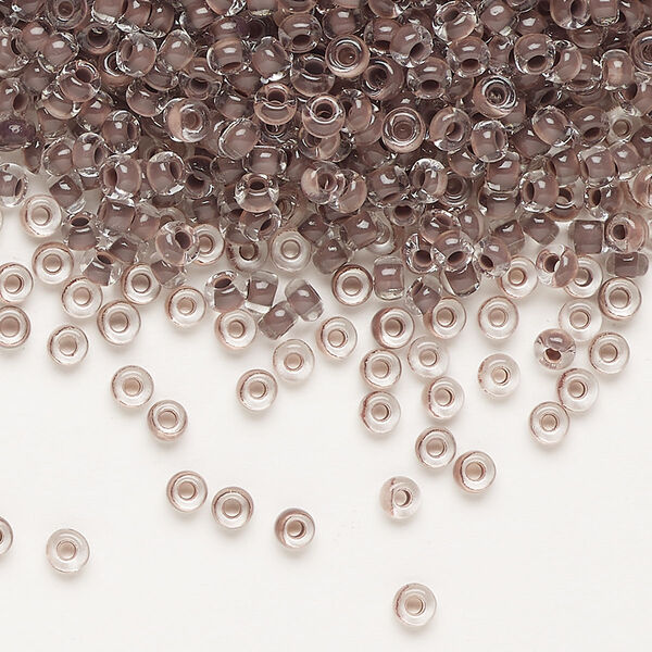 Seed bead, Preciosa Ornela Czech glass, pkg/50g, #8 rocaille, transparent terra intensive chocolate-lined clear, (08A19). image number 0