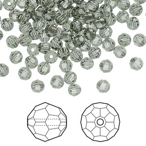 Bead 720pk black diamond, Swarovski® 4mm round 5000