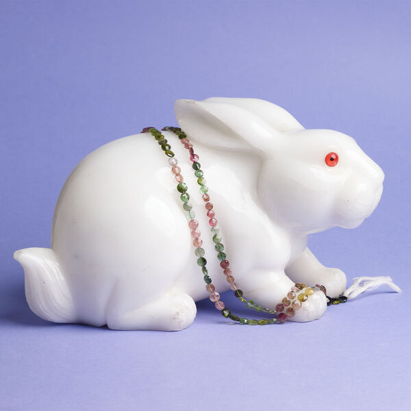 Multi-tourmaline 1pkg1, hand-cut faceted puffed flat round bead, 15 inch 5-6mm image number 0