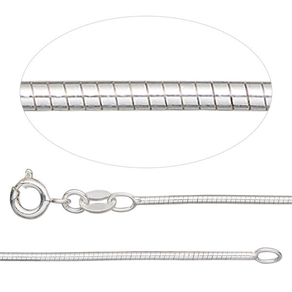 Chain, Gossamer™, sterling silver, 1.2mm omega, 16 inches with springring clasp. Sold individually. image number 0