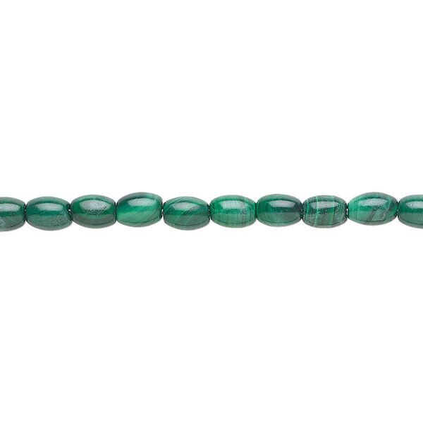 Malachite 1pkg1, oval bead natural 8 inch 6x4mm image number 0