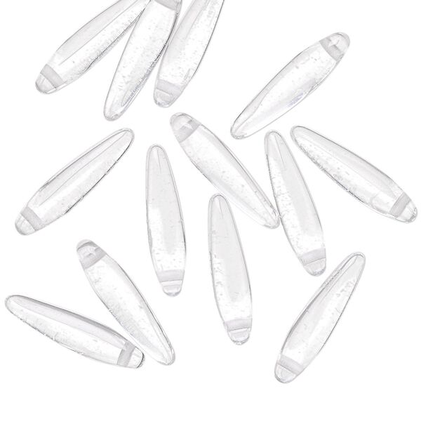 Bead, Preciosa Thorn™, Czech pressed glass, transparent clear, 16x4mm top-drilled thorn. Sold per pkg of 20. image number 0
