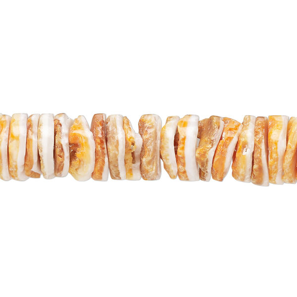 Bead, spiny oyster shell (natural), pkg/16 inches, 10mm center-drilled heishi. image number 0