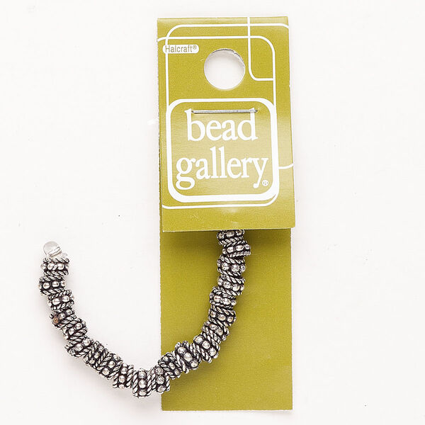 Bead 1pkg22 copper, 5x3mm-6x4mm bumpy rondelle, antique silver finish image number 0