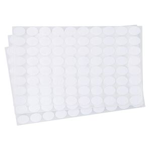 Adhesive label, paper, white, 1/2 x 3/8 inch oval. Sold per pkg of 1,040.