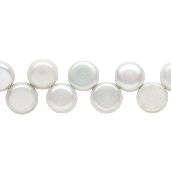 Freshwater pearl 1pkg1, top-drilled flat-sided round, 14 inch soft blue-grey 8-9mm cultured image number 0
