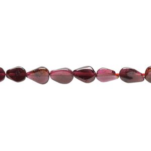 Garnet 1pkg1, hand-cut flat teardrop bead 14 inch graduated 5x4mm-8x5mm