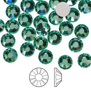 Flat back 12pk Caribbean Sea foil back, Preciosa MAXIMA Czech crystal hotfix rhinestone 7.069-7.272mm chaton rose round SS34