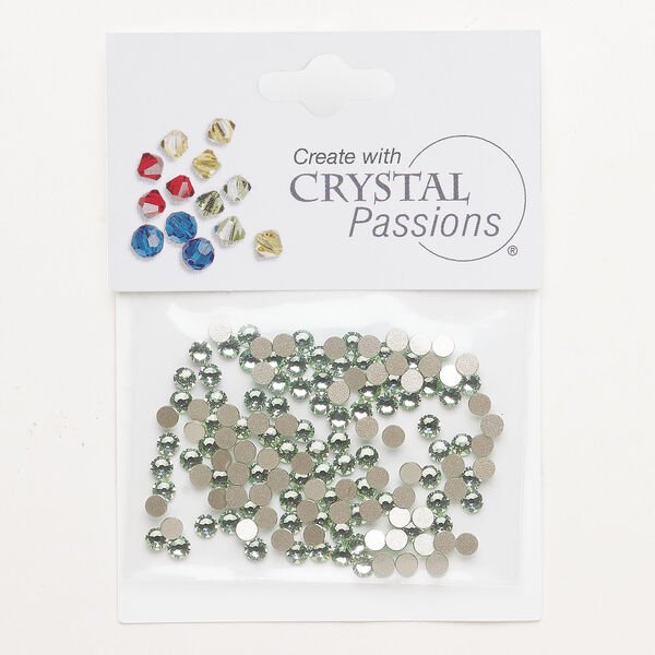 Flat back 1pkg144 chrysolite foil back, Crystal Passions&reg; rhinestone 3.00-3.12mm round SS12 image number 0