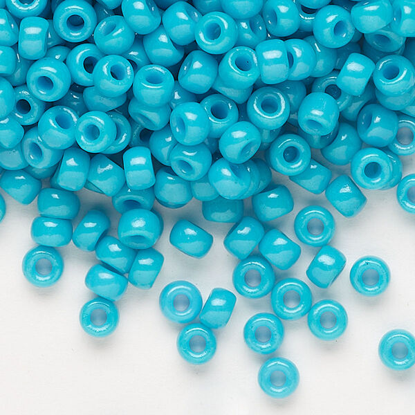 Seed bead, Miyuki, glass, pkg/250g, #6 rocaille, opaque outside dyed turquoise green, (RR-1483). image number 0