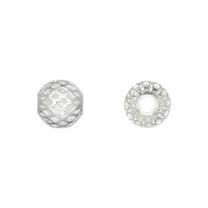 Bead, silver-plated brass, 10mm weave round with cutouts. Sold per pkg of 100.