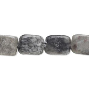 Black / grey marble 1pkg1, rounded flat rectangle bead natural 15 inch 13x10mm-15x11mm