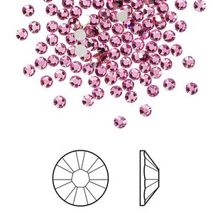 Flat back 144pk rose foil back, Crystal Passions® 2.5-2.7mm rose round SS9 2058