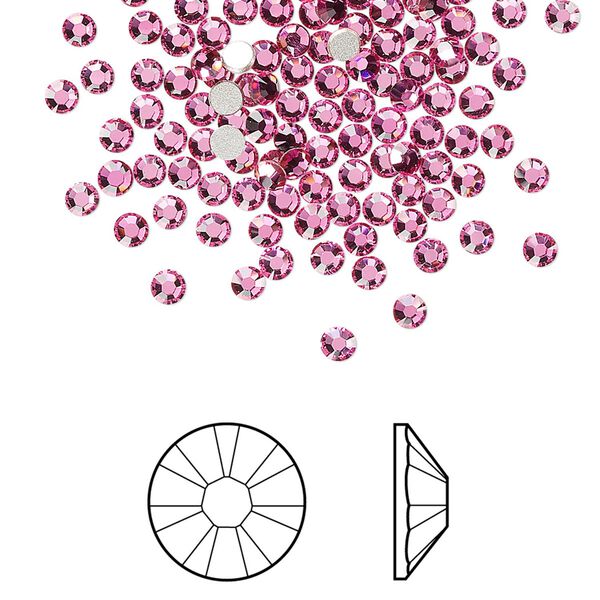 Flat back 144pk rose foil back, Crystal Passions® 2.5-2.7mm rose round SS9 2058 image number 0